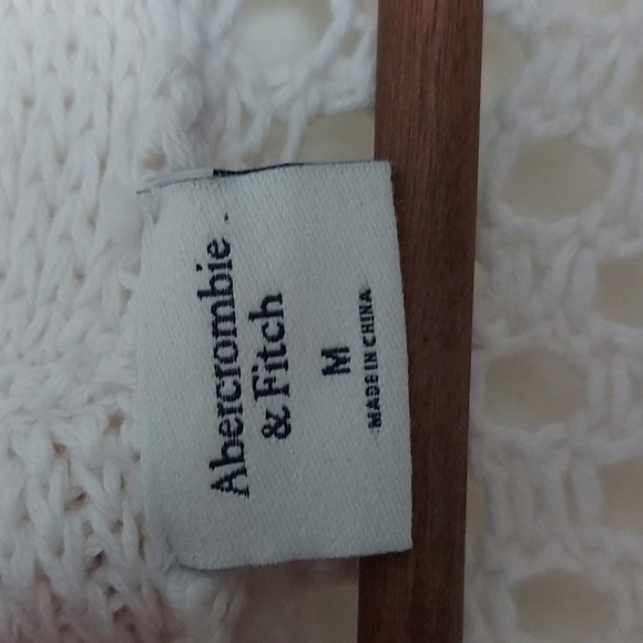 Abercrombie and Fitch 100% Cotton Open Knit Open Front Cardigan Ivory Size Med - Picture 5 of 7